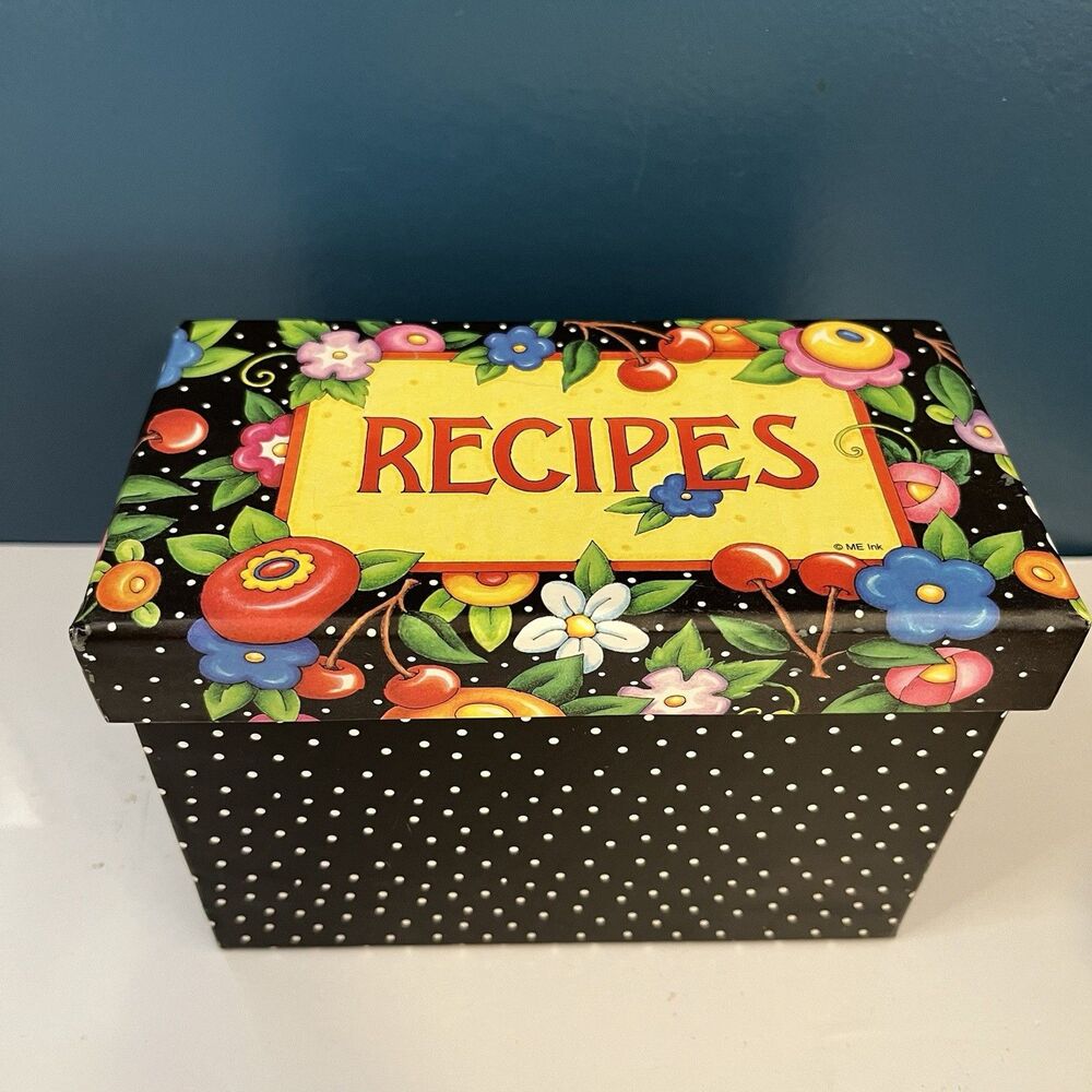 Mary Engelbreit Recipe Box Cherries 2009 Tabbed Dividers & Recipe Cards